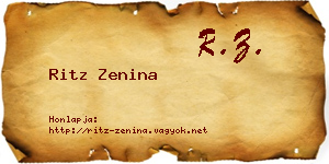 Ritz Zenina névjegykártya